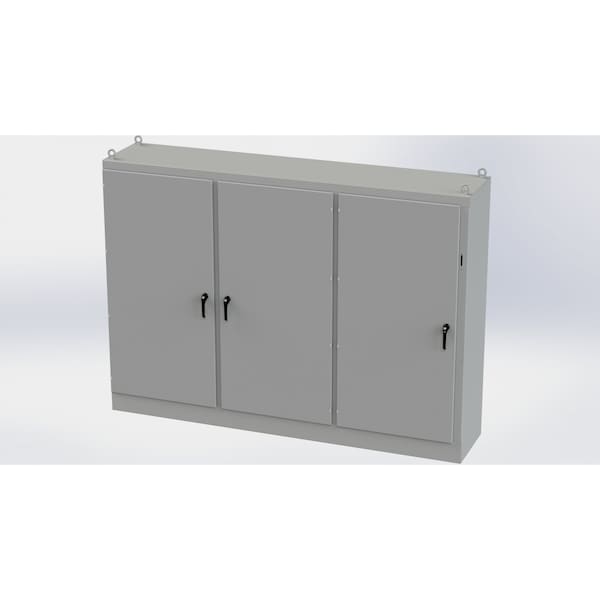 3 Point Latch with Coinproof/Padlock Handle Electrical Enclosures, 84 in H, 24 in D, 117-1/2 in W